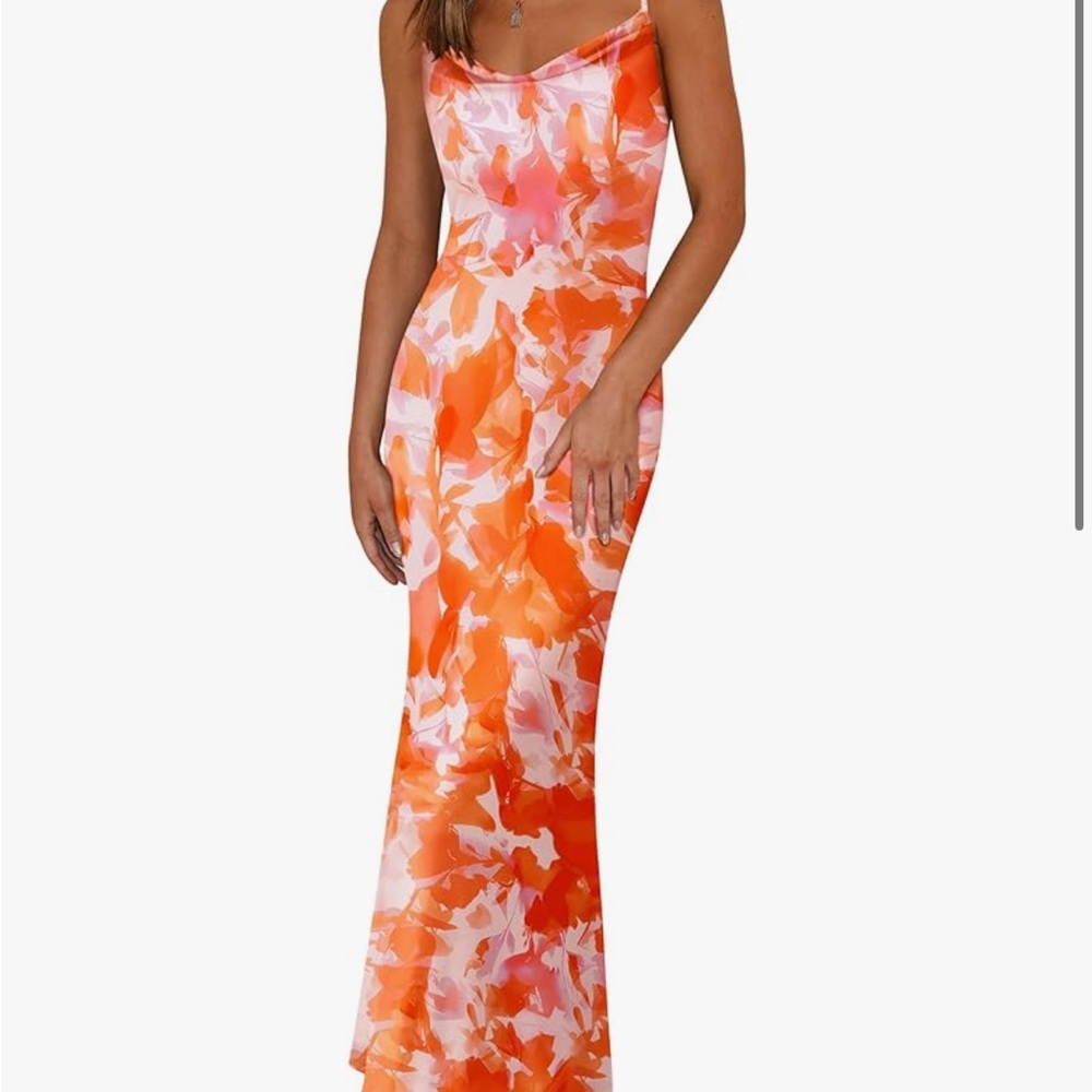 Elegant Orange Floral Maxi Dress *ONLY WORN ONCE*
